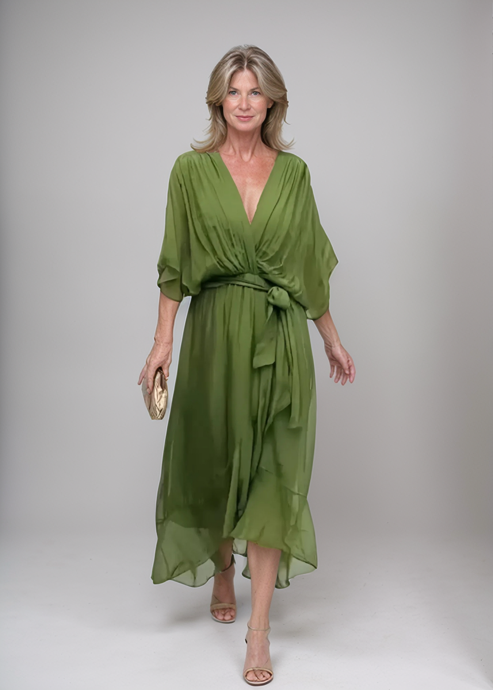 Aurora™ | Robe midi en chiffon avec effet cache-cœur