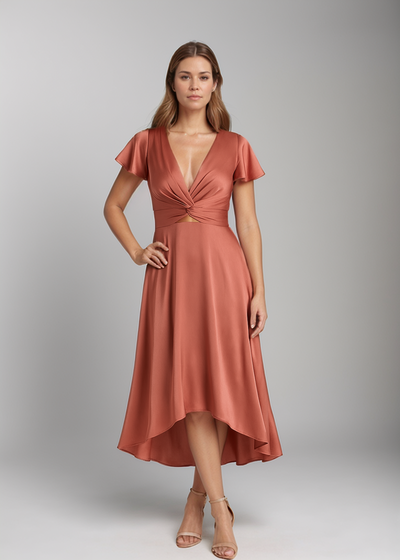 Elina™ | Robe midi avec détail de nœud