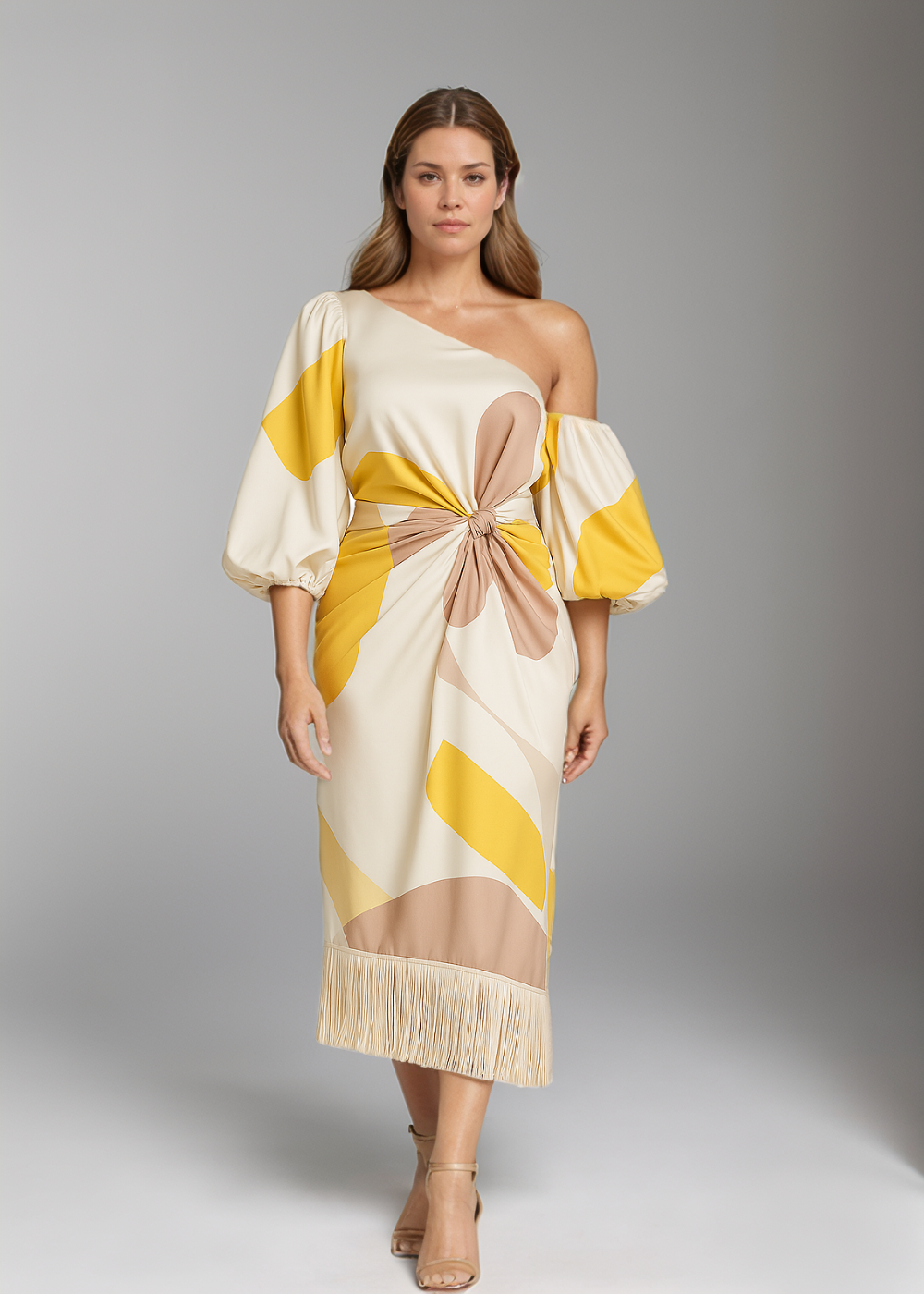 Talia™ | Robe en satin avec manches bouffantes