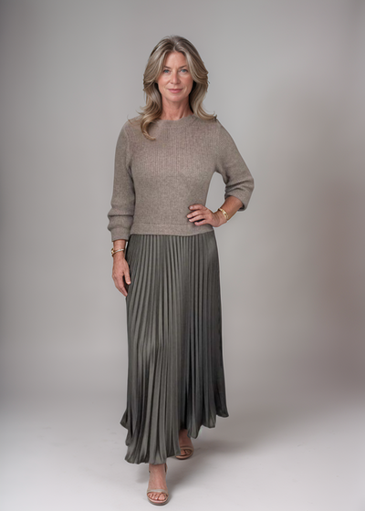Clara™ | Ensemble de pull élégant et jupe plissée
