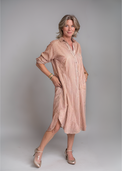 Alina™ | Robe chemise rayée avec boutons