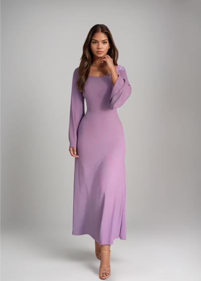 Nora™ | Robe maxi en tricot côtelé avec manches