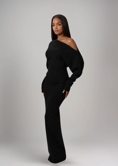 Rosalie™ | Robe maxi en tricot sans épaules