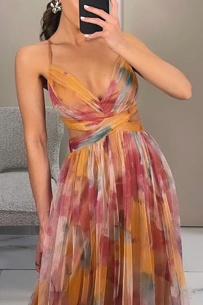 Liora™ | Robe Maxi Élégante avec Imprimé Aquarelle