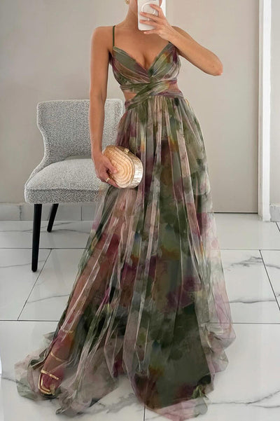 Liora™ | Robe Maxi Élégante avec Imprimé Aquarelle