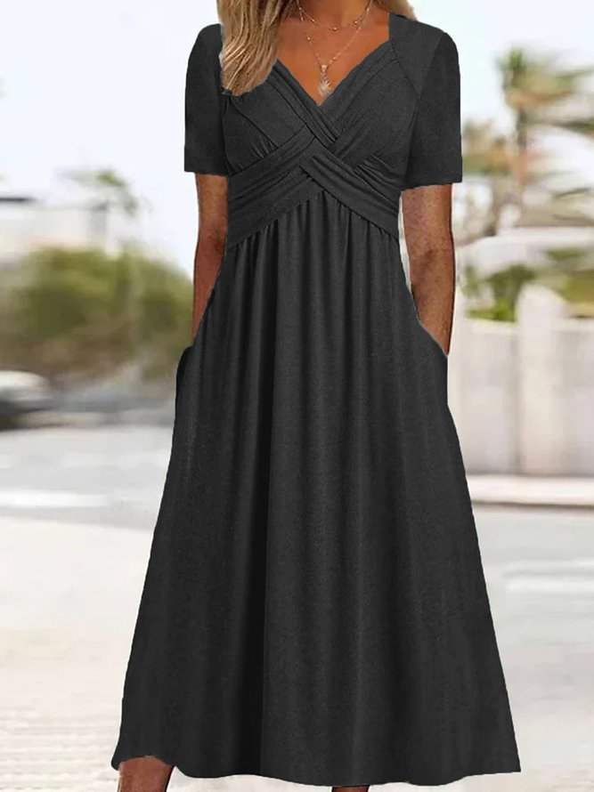 Delilah™ | Robe midi avec couture à la taille et poches