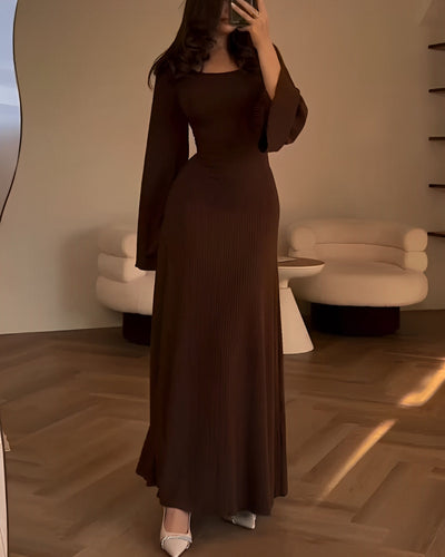 Nora™ | Robe maxi en tricot côtelé avec manches