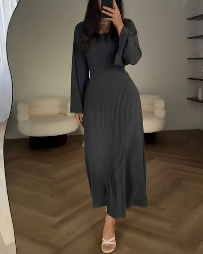 Nora™ | Robe maxi en tricot côtelé avec manches