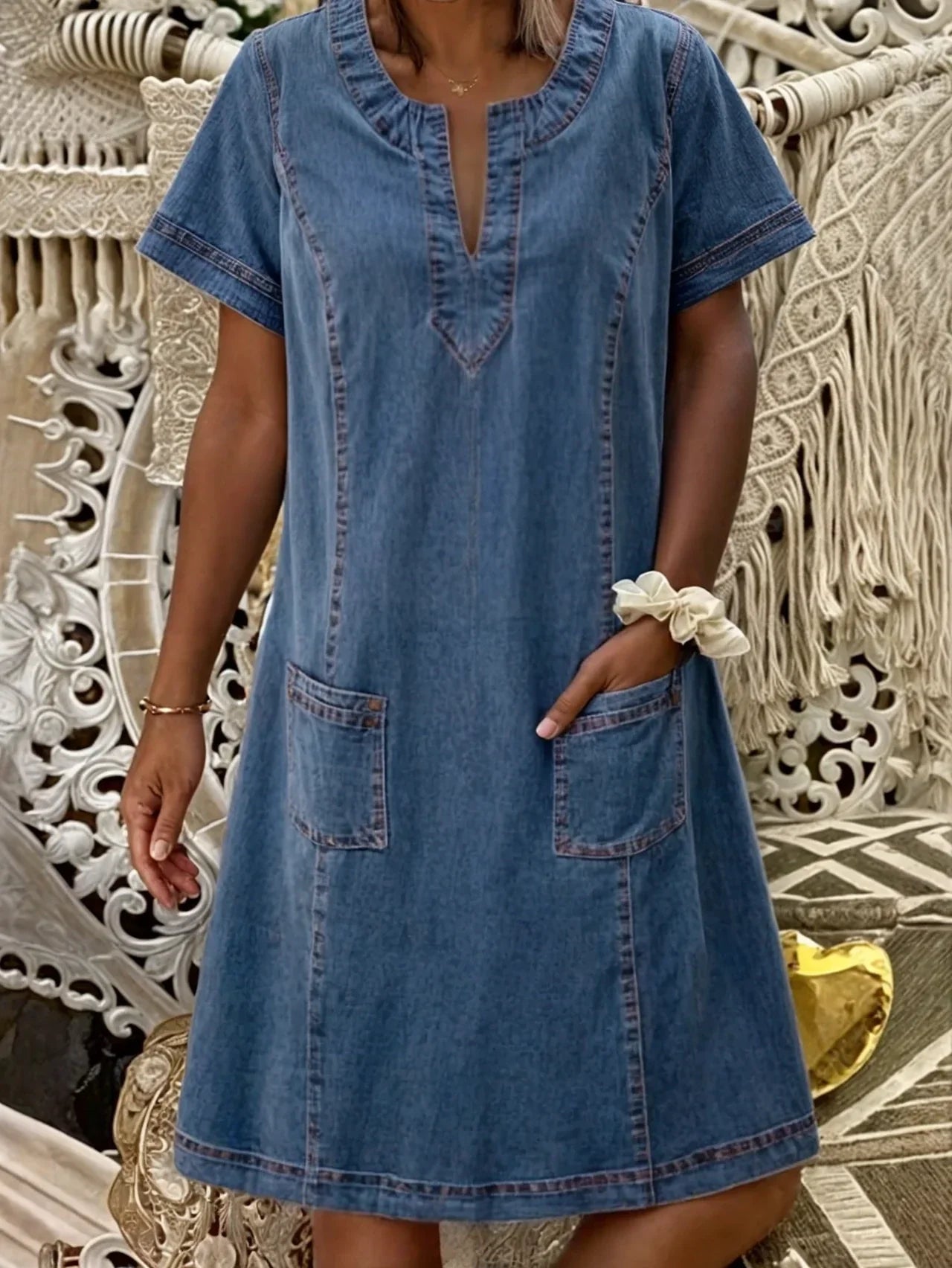Raquel™ | Robe tunique en jean avec poches