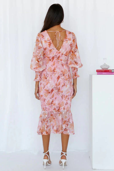 Hannah | Robe midi à motif floral