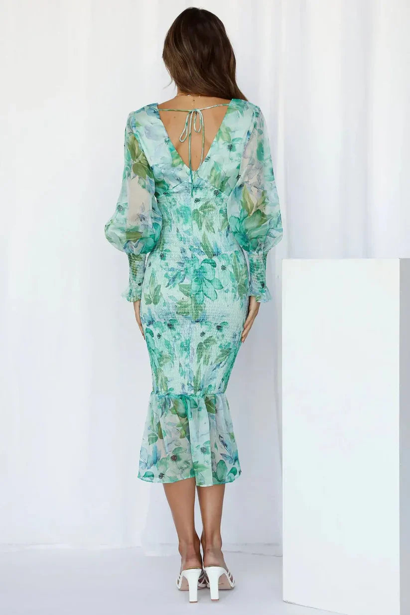 Hannah | Robe midi à motif floral
