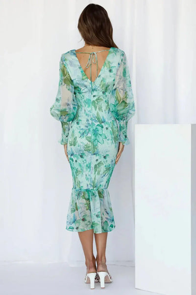Hannah | Robe midi à motif floral