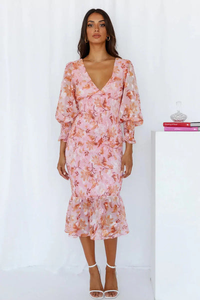 Hannah | Robe midi à motif floral