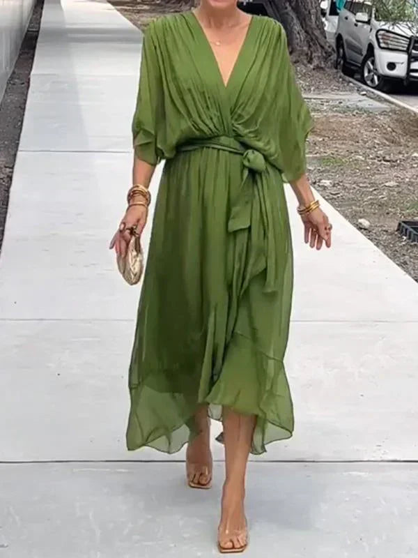 Aurora™ | Robe midi en chiffon avec effet cache-cœur