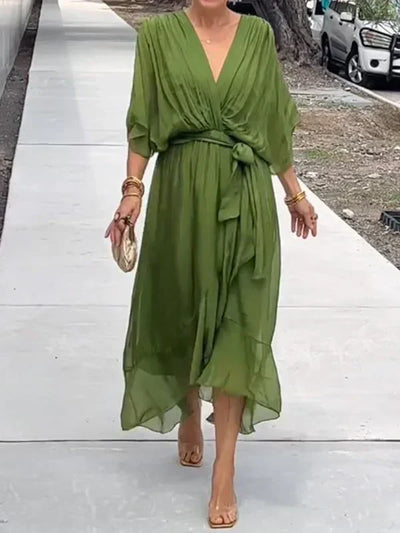Aurora™ | Robe midi en chiffon avec effet cache-cœur