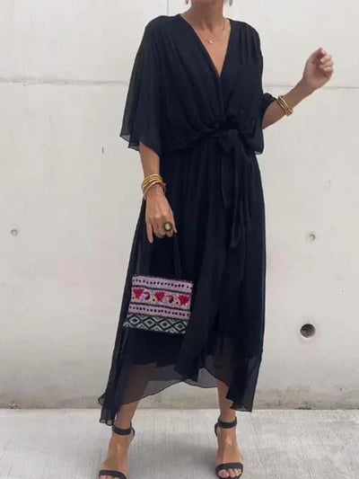 Aurora™ | Robe midi en chiffon avec effet cache-cœur