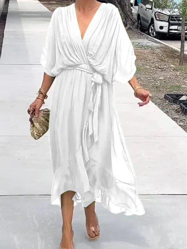 Aurora™ | Robe midi en chiffon avec effet cache-cœur