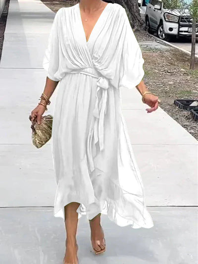 Aurora™ | Robe midi en chiffon avec effet cache-cœur