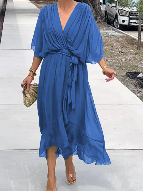 Aurora™ | Robe midi en chiffon avec effet cache-cœur