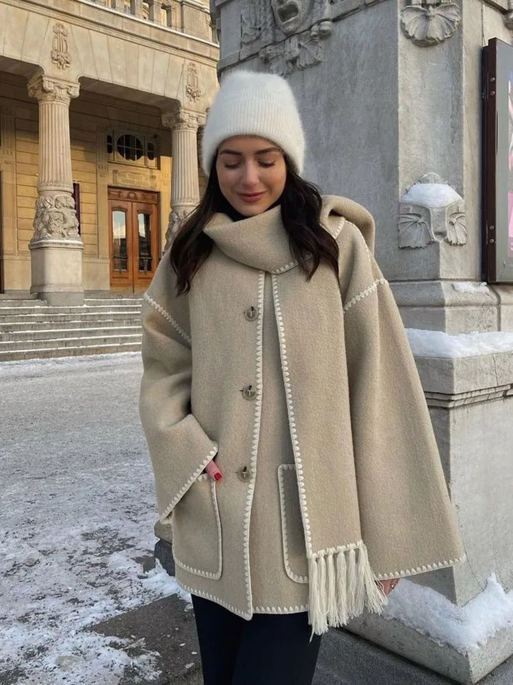CELESTE I MANTEAU POUR DAMES EN LAINE AVEC ÉCHARPE