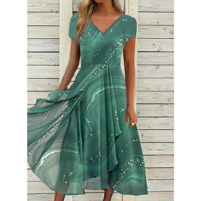 Stella™ | Robe midi avec motif tourbillon et décolleté en V