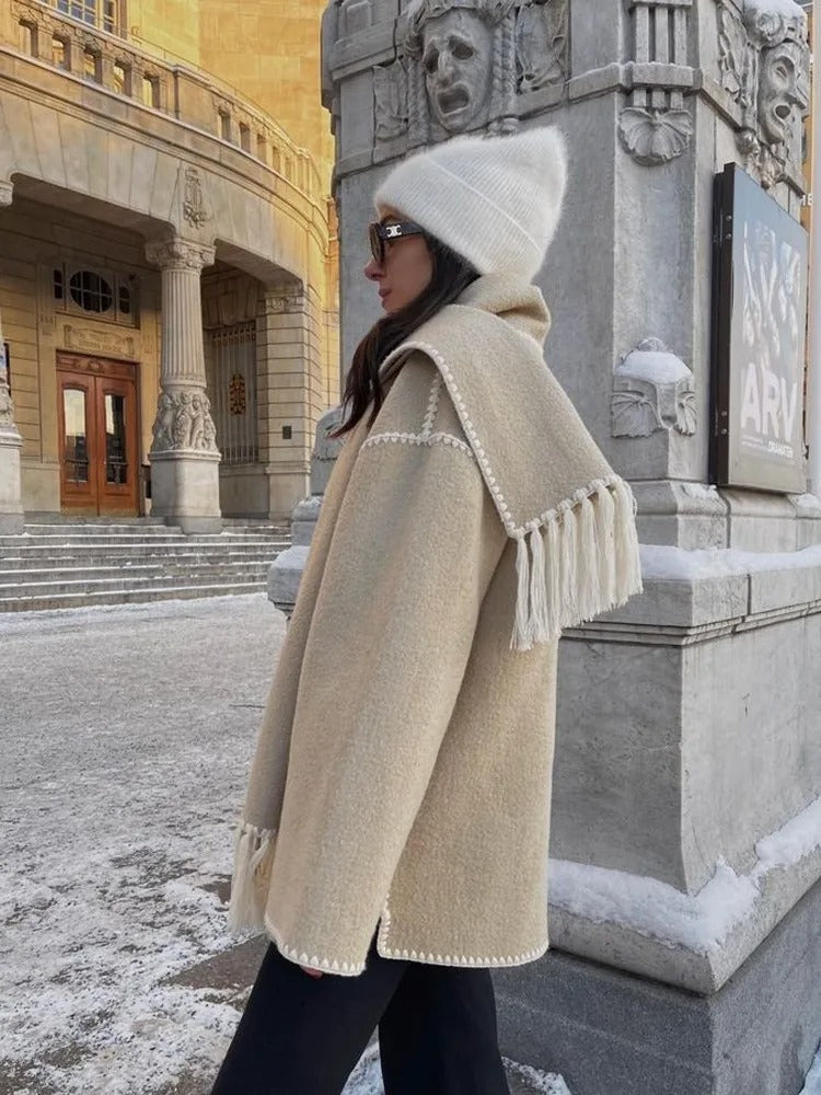 CELESTE I MANTEAU POUR DAMES EN LAINE AVEC ÉCHARPE