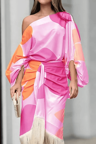 Talia™ | Robe en satin avec manches bouffantes