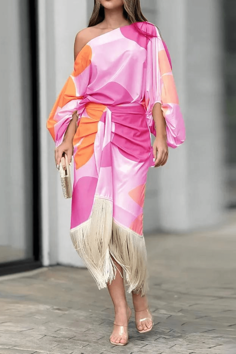 Talia™ | Robe en satin avec manches bouffantes