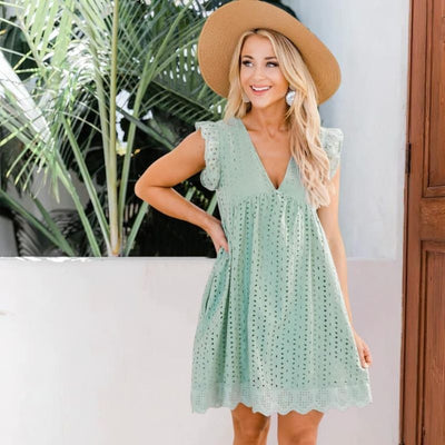 Isabella™ | Robe Mini avec Broderie Ajourée