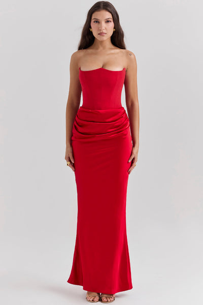 Madison™ | Robe en satin avec silhouette en sablier