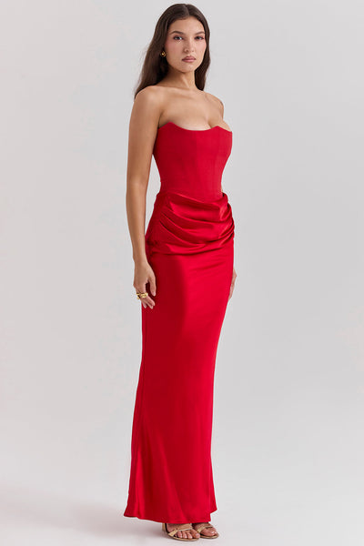 Madison™ | Robe en satin avec silhouette en sablier