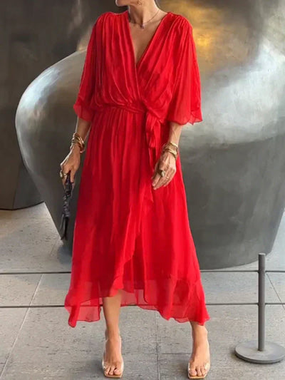 Aurora™ | Robe midi en chiffon avec effet cache-cœur