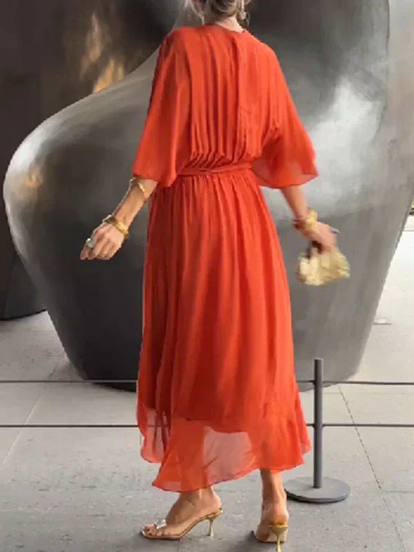 Aurora™ | Robe midi en chiffon avec effet cache-cœur