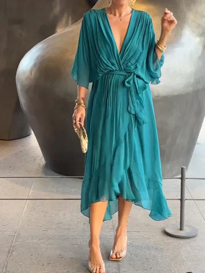 Aurora™ | Robe midi en chiffon avec effet cache-cœur