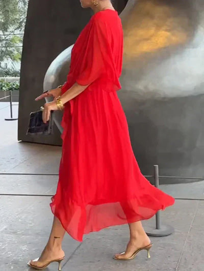 Aurora™ | Robe midi en chiffon avec effet cache-cœur