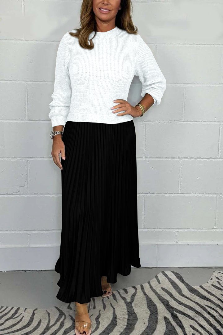 Clara™ | Ensemble de pull élégant et jupe plissée