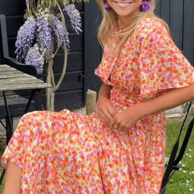 Seraphina™ | Robe maxi à fleurs avec manches volantées