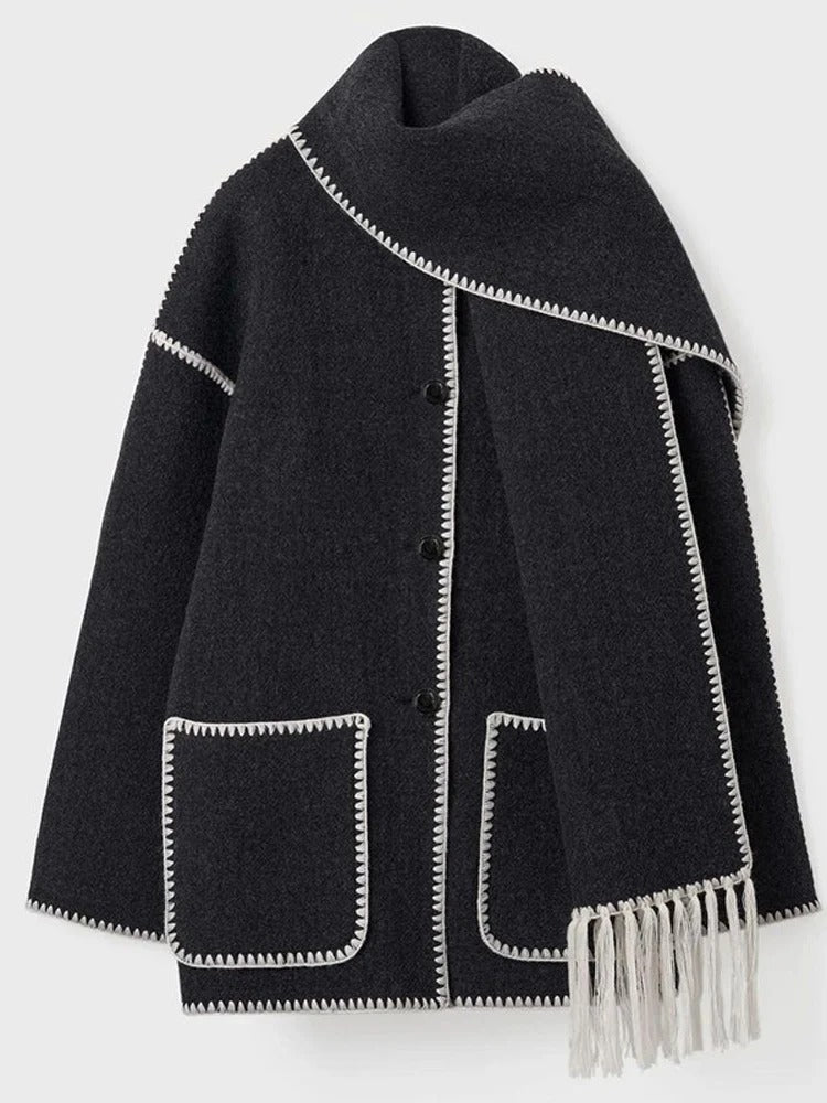 CELESTE I MANTEAU POUR DAMES EN LAINE AVEC ÉCHARPE