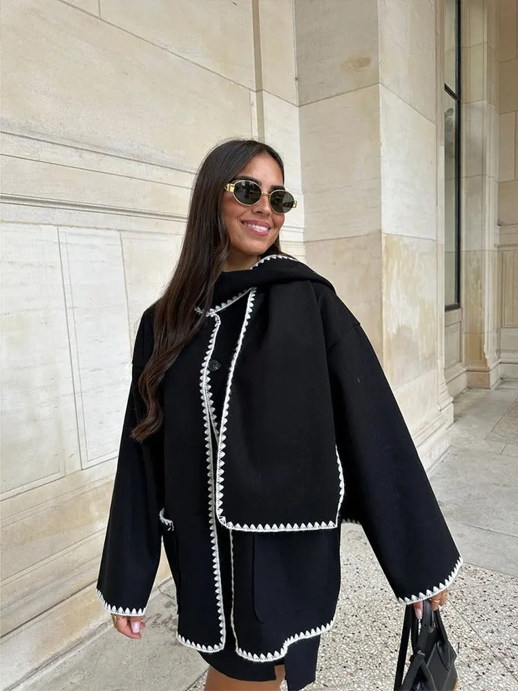 CELESTE I MANTEAU POUR DAMES EN LAINE AVEC ÉCHARPE