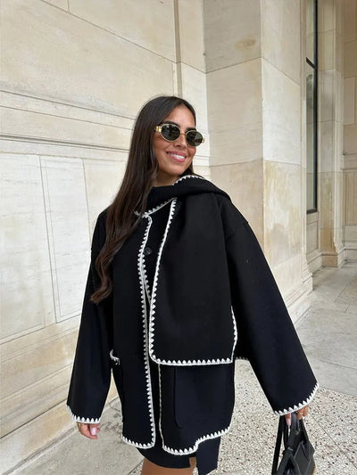 CELESTE I MANTEAU POUR DAMES EN LAINE AVEC ÉCHARPE
