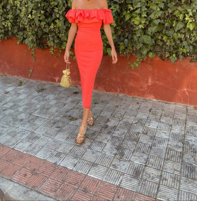Lorena™ | Robe Bodycon à Volants Sans Épaules