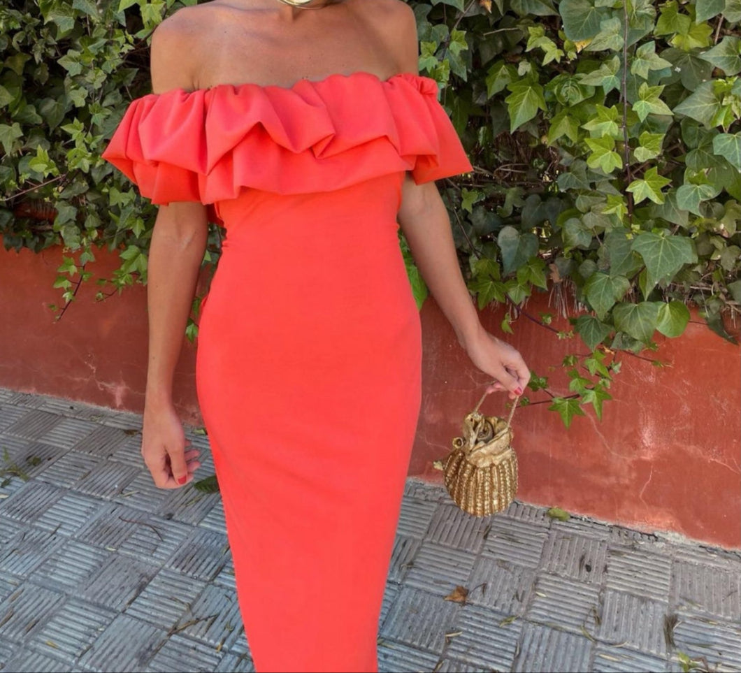 Lorena™ | Robe Bodycon à Volants Sans Épaules