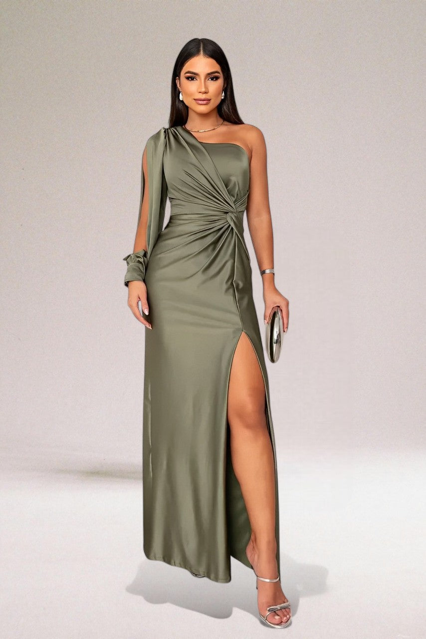 Venus™ | Robe à épaule unique avec drapés