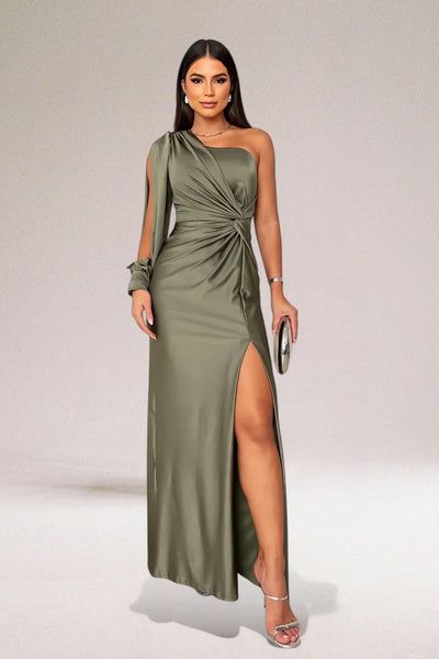 Venus™ | Robe à épaule unique avec drapés