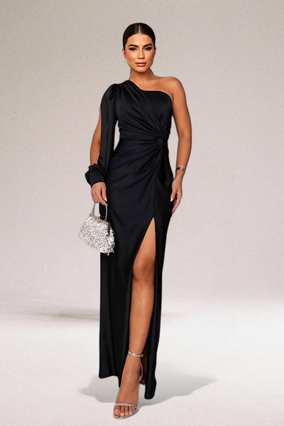 Venus™ | Robe à épaule unique avec drapés